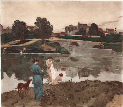 Cavaliers Crossing a River
from the painting by L. A. Gros